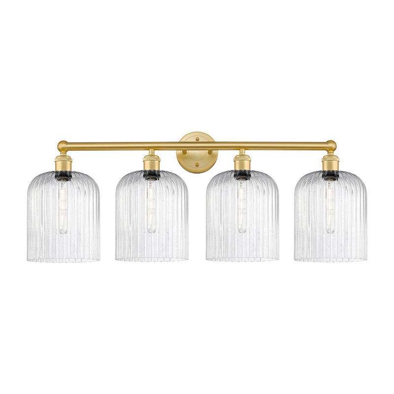 Innovations Bridal Veil 32in 4-Light Bath Vanity | Art Nouveau Satin Gold Steel and Seedy Glass | Bathroom Vanity & Powder | Model 616-4W-SG-G559-8SDY