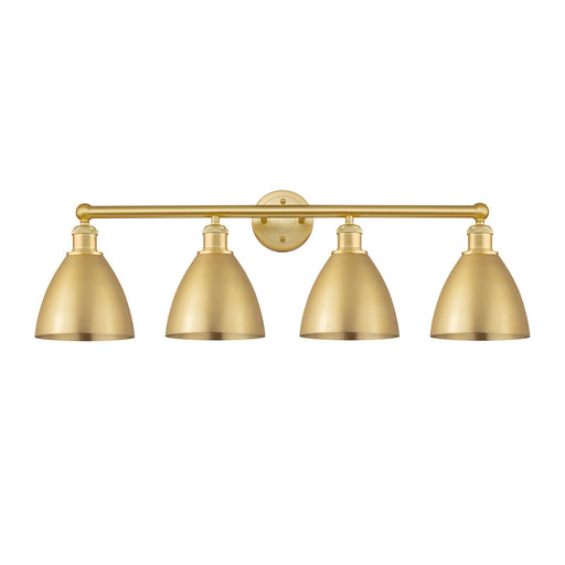 Innovations Bristol 35in 4-Light Bath Vanity Light | Industrial Satin Gold Steel and Cast Brass with Satin Gold Metal Shade | Model 616-4W-SG-MBD-75-SG
