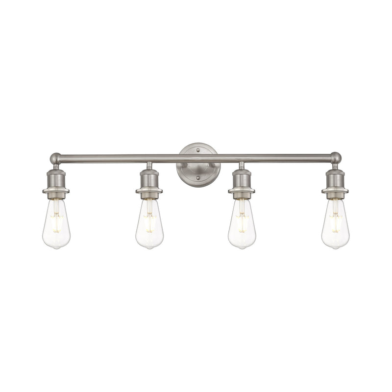 Innovations Edison 30in 4-Light Bath Vanity Light | Industrial Satin Nickel Steel and Cast Brass | Bathroom Vanity & Powder Room | 30.38 | Model 616-4W-SN