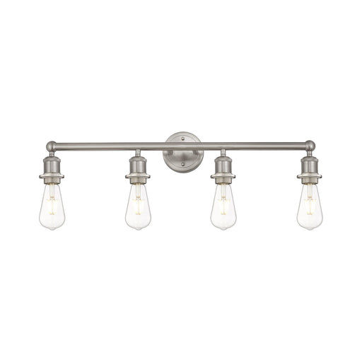 Innovations Edison 30in 4-Light Bath Vanity Light | Industrial Satin Nickel Steel and Cast Brass | Bathroom Vanity & Powder Room | 30.38 | Model 616-4W-SN