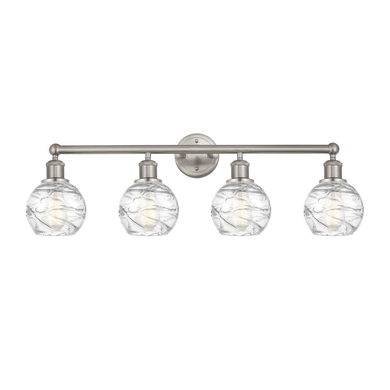 Innovations Athens Deco Swirl 33in 4-Light Bath Vanity Light | Industrial Brushed Satin Nickel and Clear Glass | Bathroom | Model 616-4W-SN-G1213-6CL