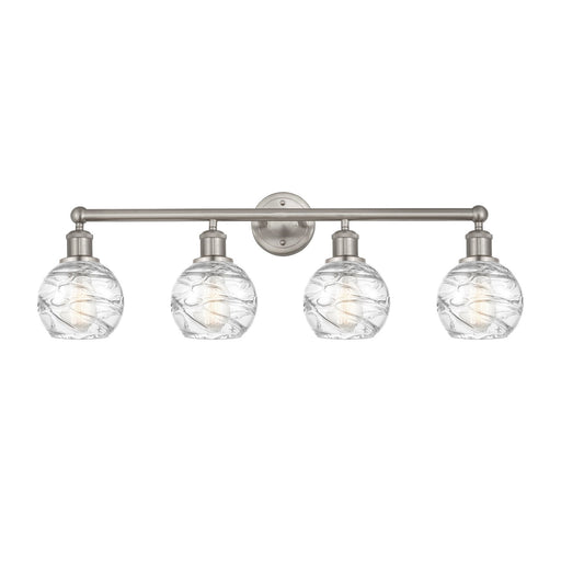 Innovations Athens Deco Swirl 33in 4-Light Bath Vanity Light | Industrial Brushed Satin Nickel and Clear Glass | Bathroom | Model 616-4W-SN-G1213-6CL