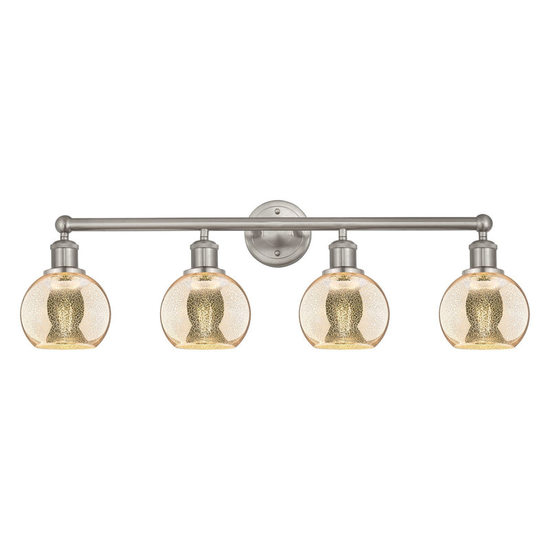 Innovations Athens 33in 4-Light Bath Vanity Light | Industrial Brushed Satin Nickel and Mercury Glass | Bathroom Vanity | 32.88 x | Model 616-4W-SN-G128-6