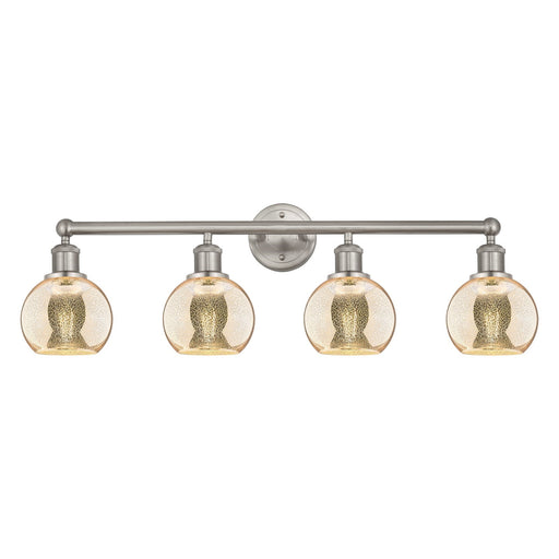 Innovations Athens 33in 4-Light Bath Vanity Light | Industrial Brushed Satin Nickel and Mercury Glass | Bathroom Vanity | 32.88 x | Model 616-4W-SN-G128-6