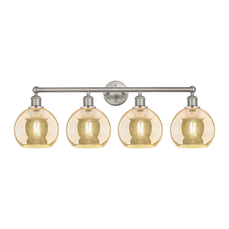 Innovations Athens 35in 4-Light Bath Vanity Light | Industrial Satin Nickel Steel and Mercury Glass | Bathroom Vanity & Powder | Model 616-4W-SN-G128-8