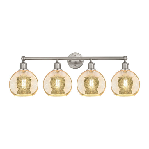 Innovations Athens 35in 4-Light Bath Vanity Light | Industrial Satin Nickel Steel and Mercury Glass | Bathroom Vanity & Powder | Model 616-4W-SN-G128-8