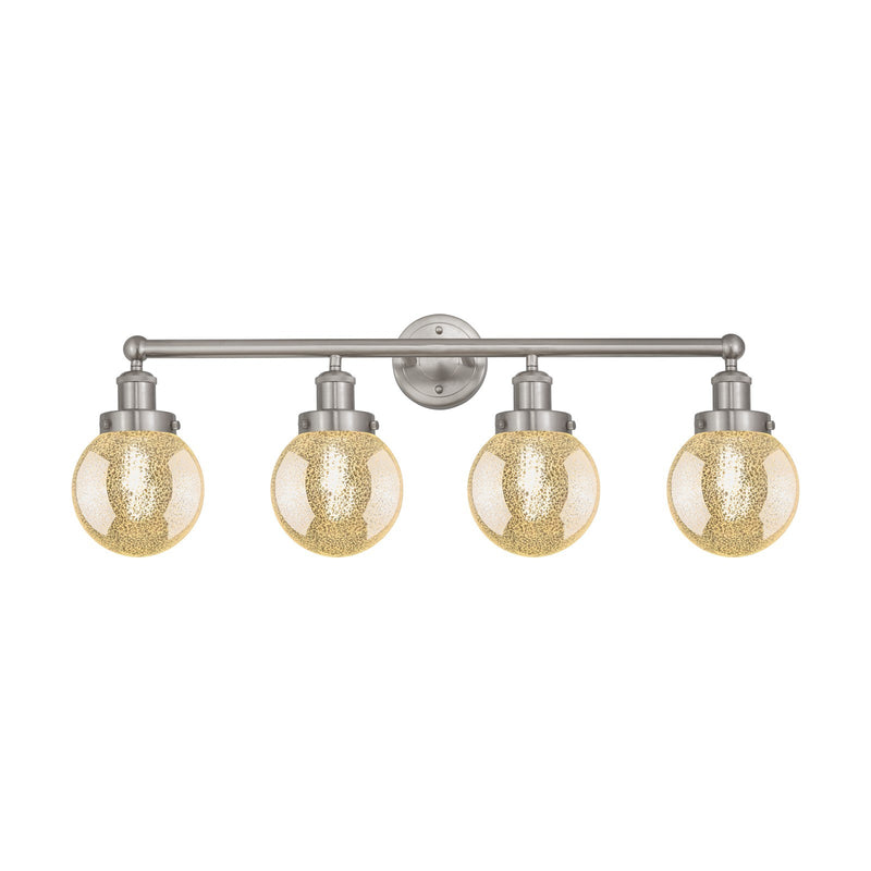Innovations Beacon 33in 4-Light Bath Vanity | Industrial Brushed Satin Nickel and Mercury Glass | Bathroom Vanity Light | 33 x | Model 616-4W-SN-G208-6