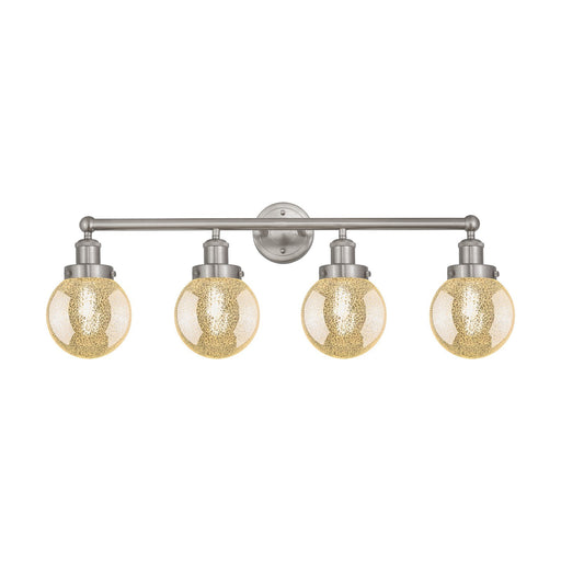 Innovations Beacon 33in 4-Light Bath Vanity | Industrial Brushed Satin Nickel and Mercury Glass | Bathroom Vanity Light | 33 x | Model 616-4W-SN-G208-6