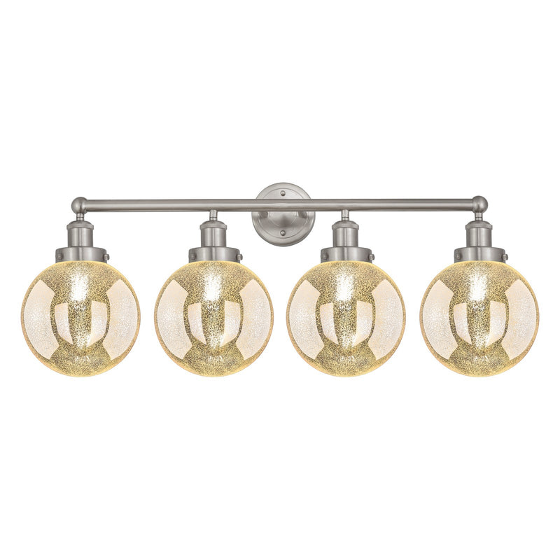 Innovations Beacon 35in 4-Light Bath Vanity | Industrial Brushed Satin Nickel Steel and Mercury Ribbed Glass | Bathroom Vanity & | Model 616-4W-SN-G208-8