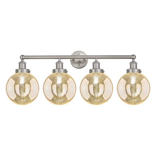 Innovations Beacon 35in 4-Light Bath Vanity | Industrial Brushed Satin Nickel Steel and Mercury Ribbed Glass | Bathroom Vanity & | Model 616-4W-SN-G208-8