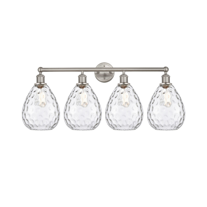 Innovations Waverly 35in 4-Light Bath Vanity | Industrial Brushed Satin Nickel Steel and Clear Glass | Bathroom Vanity Light | 35 x | Model 616-4W-SN-G372