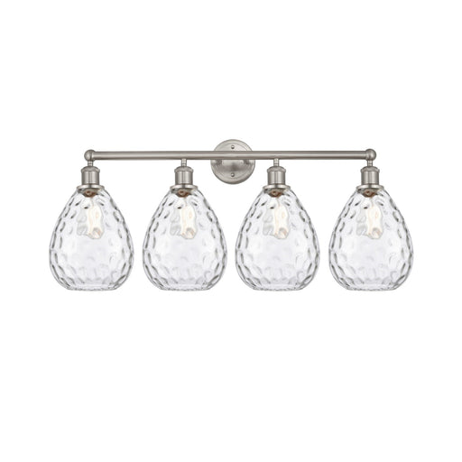 Innovations Waverly 35in 4-Light Bath Vanity | Industrial Brushed Satin Nickel Steel and Clear Glass | Bathroom Vanity Light | 35 x | Model 616-4W-SN-G372