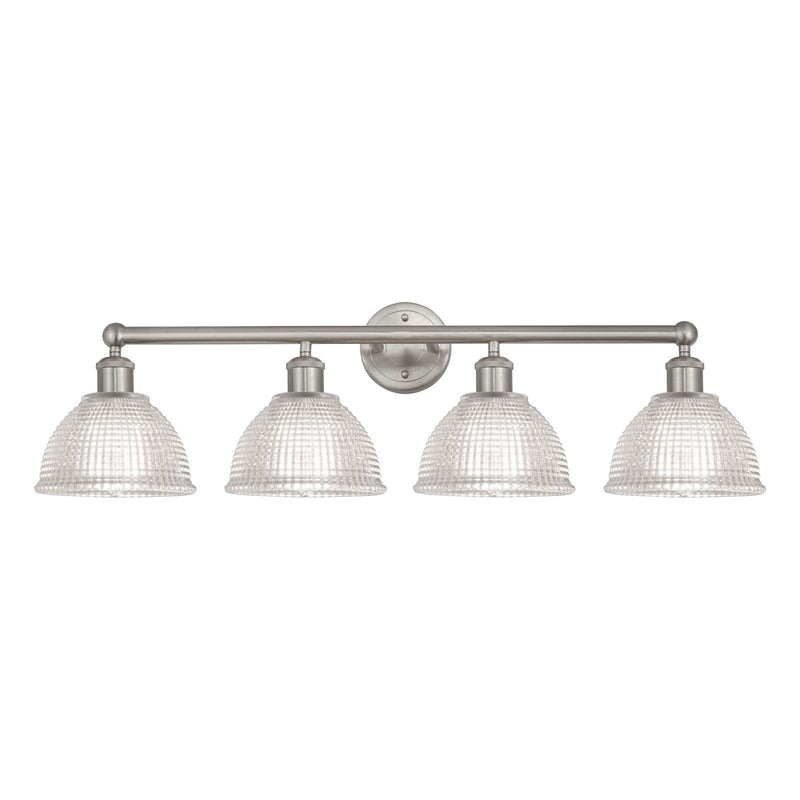 Innovations Arietta 35in 4-Light Bath Vanity Light | Industrial Brushed Satin Nickel Steel and Clear Glass | Bathroom Vanity & | Model 616-4W-SN-G422
