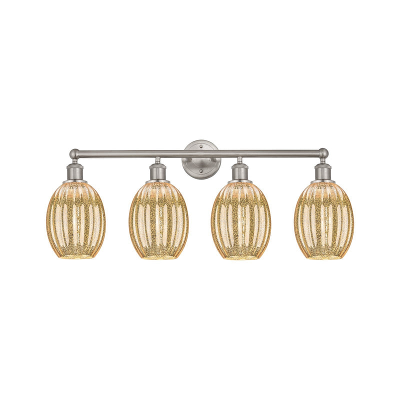 Innovations Preston Bulb 33in 4-Light Bath Vanity Light | Industrial Brushed Satin Nickel and Mercury Glass | Bathroom Vanity & | Model 616-4W-SN-G459-6ME