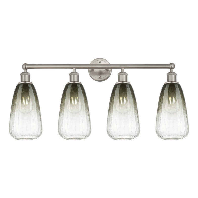 Innovations Brookhaven Almond 33in 4-Light Bath Vanity Light | Industrial Brushed Satin Nickel and Slate Glass | Bathroom | Model 616-4W-SN-G480-6SL
