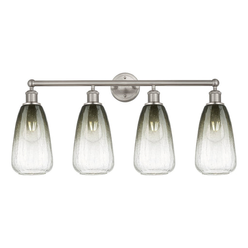 Innovations Brookhaven Almond 33in 4-Light Bath Vanity Light | Industrial Brushed Satin Nickel and Slate Glass | Bathroom | Model 616-4W-SN-G480-6SL