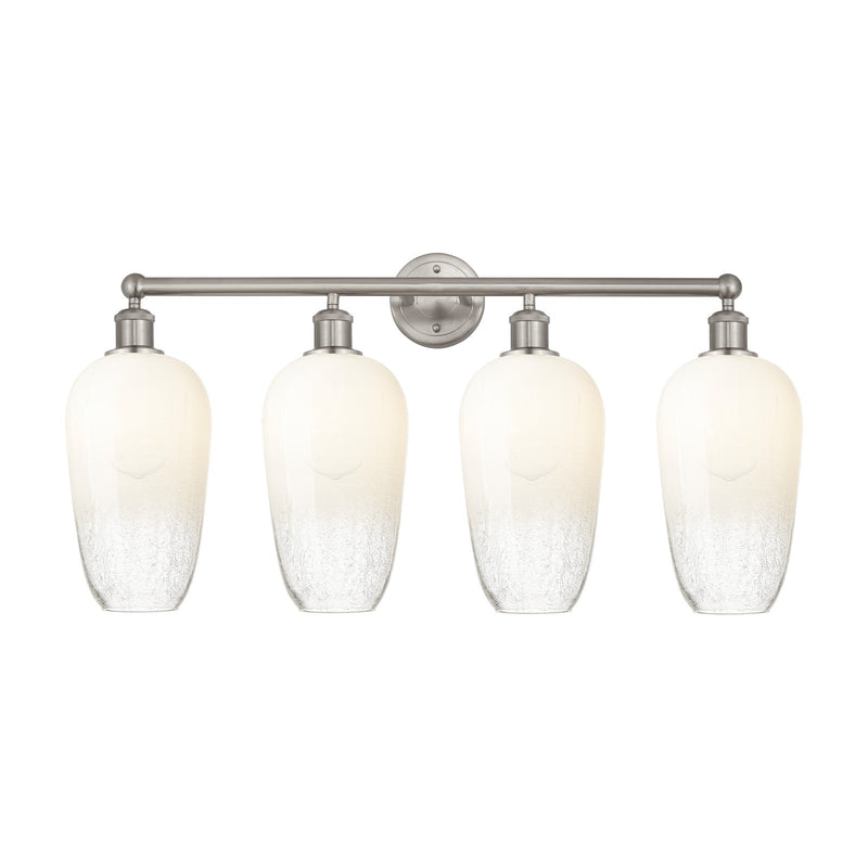 Innovations Brookhaven Flute 34in 4-Light Bath Vanity Light | Industrial Brushed Satin Nickel Steel and Opal Glass | Bathroom | Model 616-4W-SN-G484-7OP