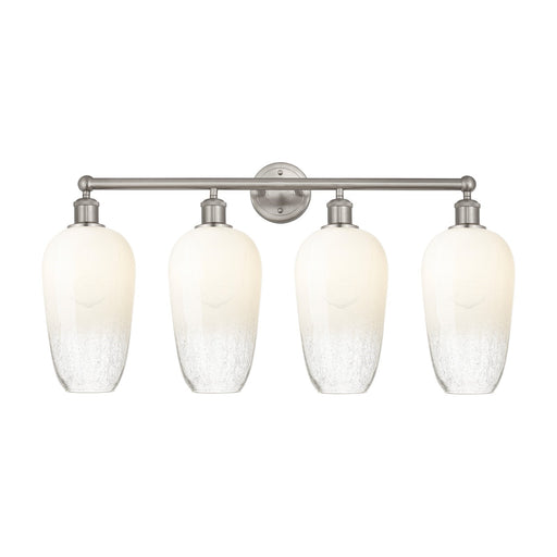Innovations Brookhaven Flute 34in 4-Light Bath Vanity Light | Industrial Brushed Satin Nickel Steel and Opal Glass | Bathroom | Model 616-4W-SN-G484-7OP