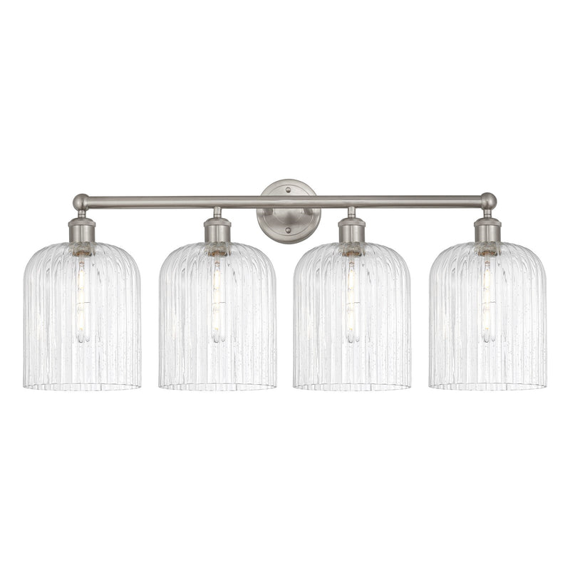 Innovations Bridal Veil 32in 4-Light Bath Vanity Light | Industrial Brushed Satin Nickel and Seedy Glass | Bathroom Vanity | Model 616-4W-SN-G559-8SDY