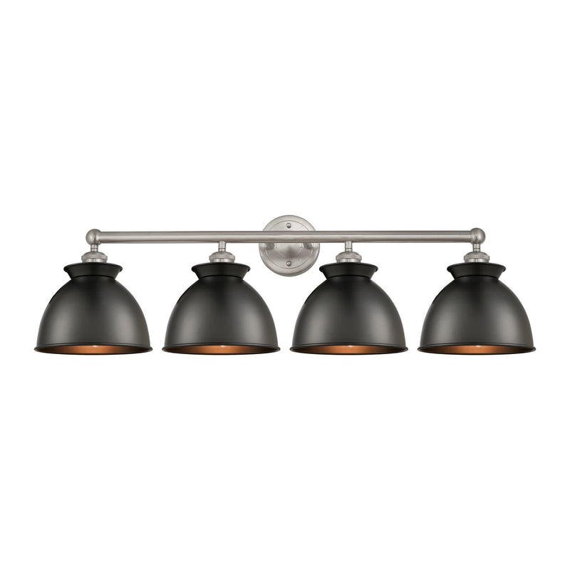 Innovations Adirondack 35in 4-Light Bath Vanity Light | Industrial Brushed Satin Nickel and Matte Black Metal | Bathroom Vanity | Model 616-4W-SN-M14-BK