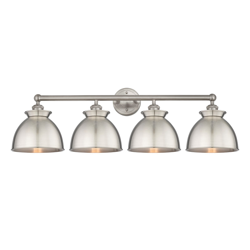Innovations Adirondack 35in 4-Light Bath Vanity Light | Industrial Farmhouse Brushed Satin Nickel Steel and Metal Shade | Model 616-4W-SN-M14-SN