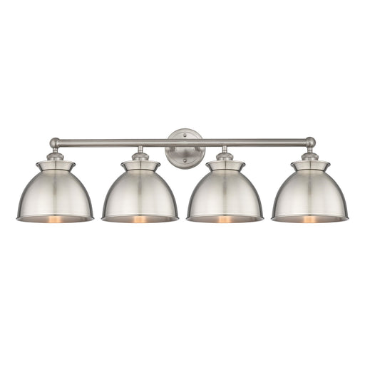Innovations Adirondack 35in 4-Light Bath Vanity Light | Industrial Farmhouse Brushed Satin Nickel Steel and Metal Shade | Model 616-4W-SN-M14-SN