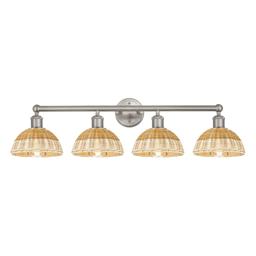 Innovations Lighting Bristol Natural II 35in 4-Light Bath Vanity Light | Industrial Brushed Satin Nickel and Natural Fiber | Model 616-4W-SN-NBD2-75-NAT