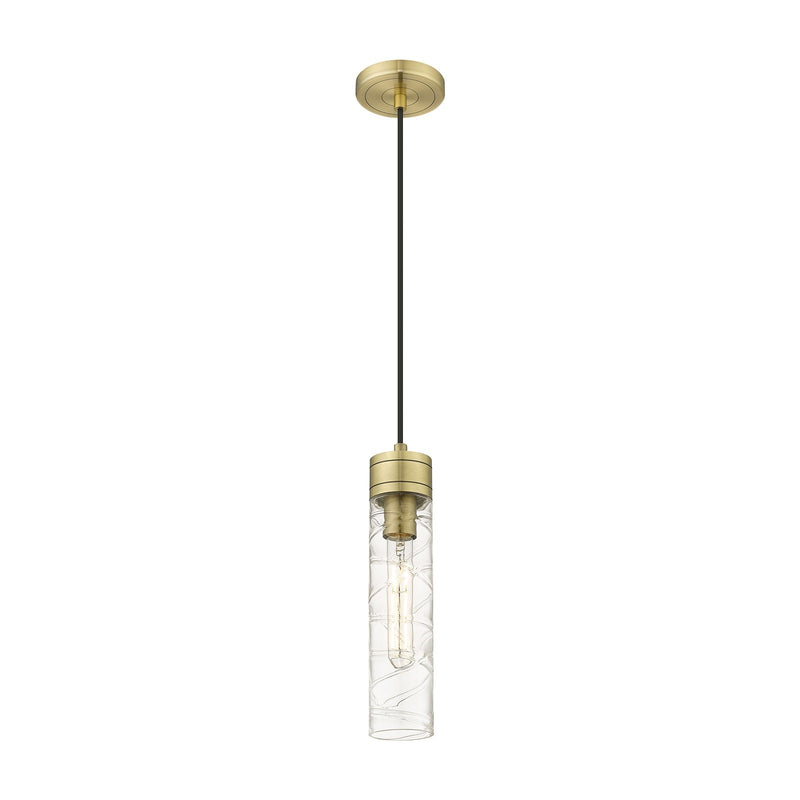 Innovations Boreas 3in 1-Light Mini Pendant | Contemporary Art Deco Antique Brass Steel and Deco Swirl Glass | Kitchen Island | Model 617-1P-AB-G617-11DE