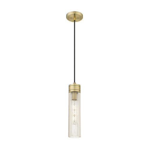 Innovations Boreas 3in 1-Light Mini Pendant | Contemporary Art Deco Antique Brass Steel and Striped Clear Glass | Kitchen | Model 617-1P-AB-G617-11SCL