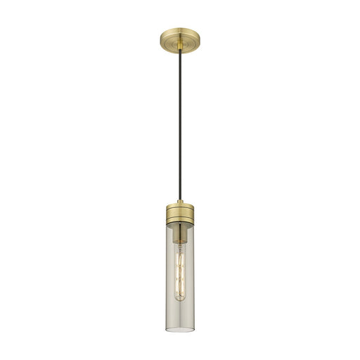 Innovations Boreas 3in 1-Light Mini Pendant | Contemporary Art Deco Antique Brass and Light Smoke Glass | Kitchen Island & | Model 617-1P-AB-G617-11SM