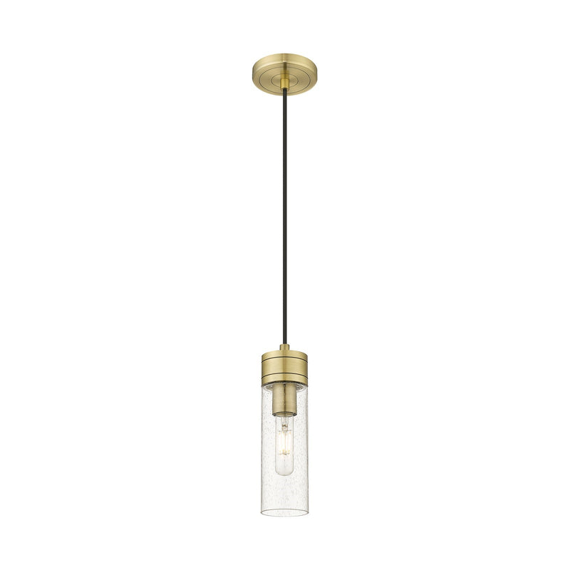 Innovations Boreas 3in 1-Light Mini Pendant | Contemporary Art Deco Antique Brass Steel and Seedy Glass | Kitchen Island & | Model 617-1P-AB-G617-8SDY