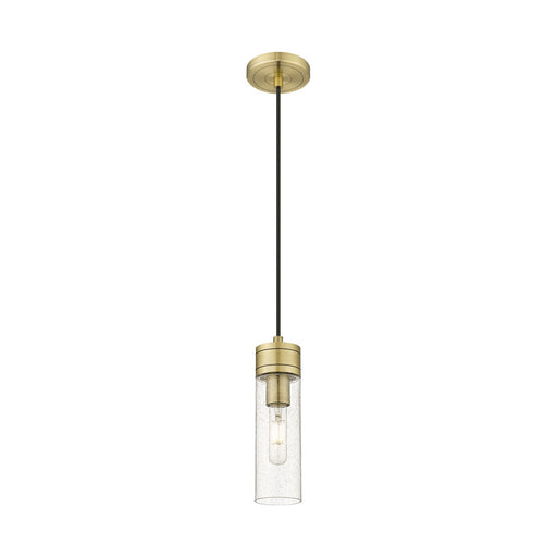 Innovations Boreas 3in 1-Light Mini Pendant | Contemporary Art Deco Antique Brass Steel and Seedy Glass | Kitchen Island & | Model 617-1P-AB-G617-8SDY