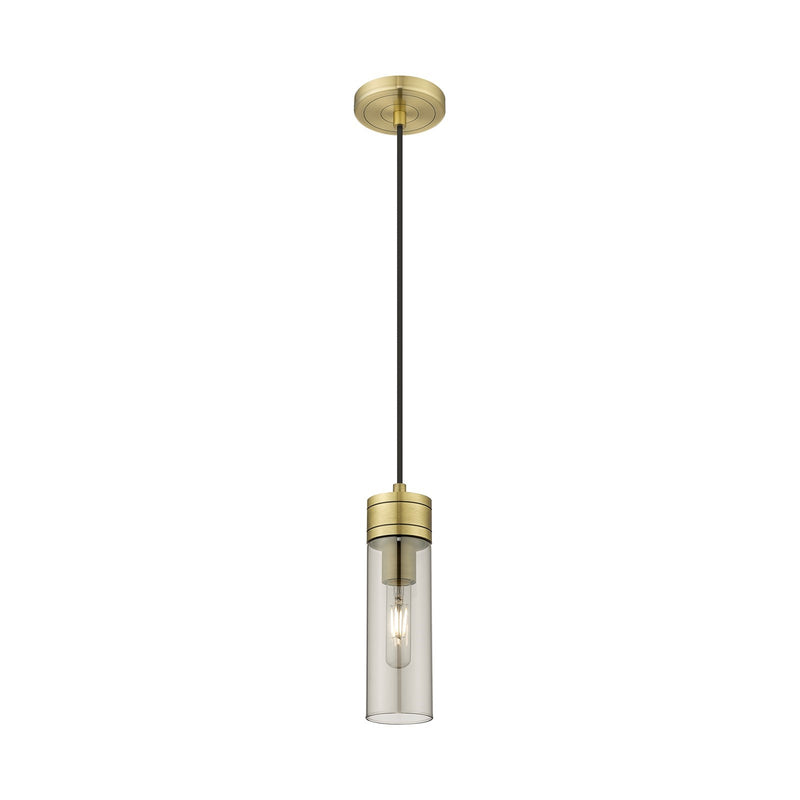 Innovations Boreas 3in 1-Light Mini Pendant | Contemporary Art Deco Antique Brass Steel and Light Smoke Glass | Kitchen Island | Model 617-1P-AB-G617-8SM