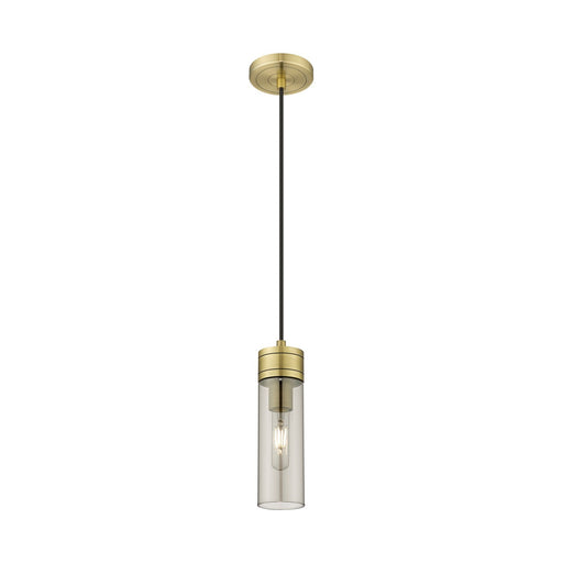 Innovations Boreas 3in 1-Light Mini Pendant | Contemporary Art Deco Antique Brass Steel and Light Smoke Glass | Kitchen Island | Model 617-1P-AB-G617-8SM