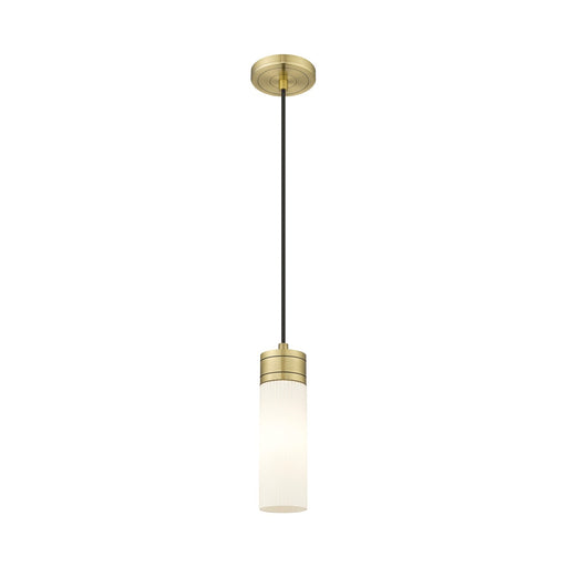 Innovations Boreas 3in 1-Light Mini Pendant | Contemporary Antique Brass and Striped White Frosted Glass | Kitchen Island & | Model 617-1P-AB-G617-8SWH