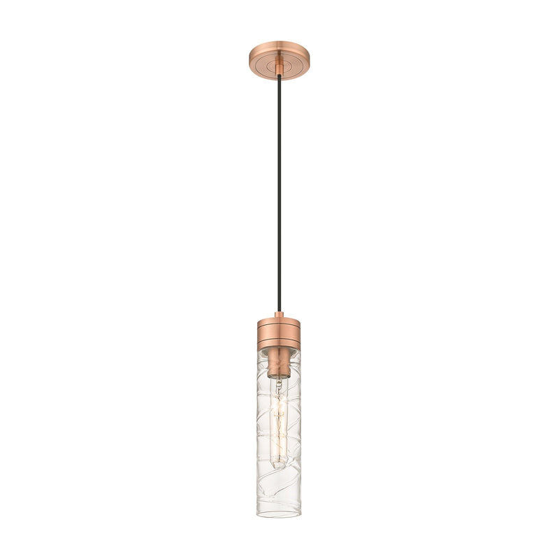 Innovations Boreas 3in 1-Light Mini Pendant | Contemporary Art Deco Antique Copper Steel and Deco Swirl Glass | Kitchen Island | Model 617-1P-AC-G617-11DE