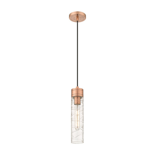Innovations Boreas 3in 1-Light Mini Pendant | Contemporary Art Deco Antique Copper Steel and Deco Swirl Glass | Kitchen Island | Model 617-1P-AC-G617-11DE