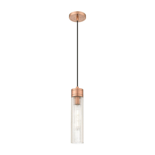 Innovations Boreas 3in 1-Light Mini Pendant | Contemporary Art Deco Antique Copper Steel and Striped Clear Glass | Kitchen | Model 617-1P-AC-G617-11SCL
