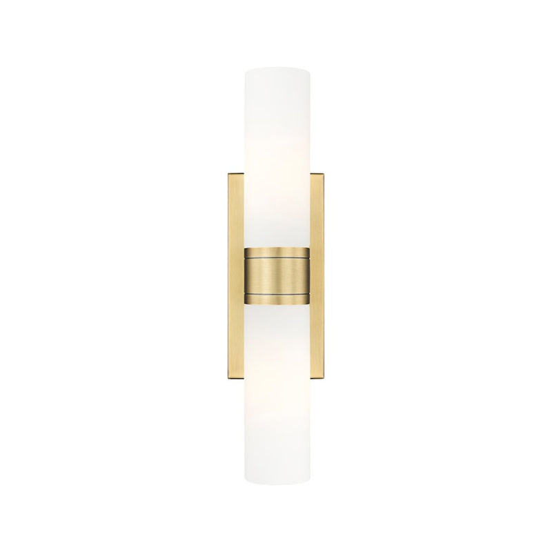 Innovations Ballston Urban 18in 2-Light Vanity Light | Art Deco Brushed Brass Steel and Matte White Glass | Bathroom Vanity & | Model 617-2W-BB-G617-8WH