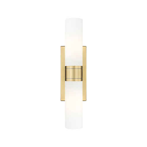 Innovations Ballston Urban 18in 2-Light Vanity Light | Art Deco Brushed Brass Steel and Matte White Glass | Bathroom Vanity & | Model 617-2W-BB-G617-8WH
