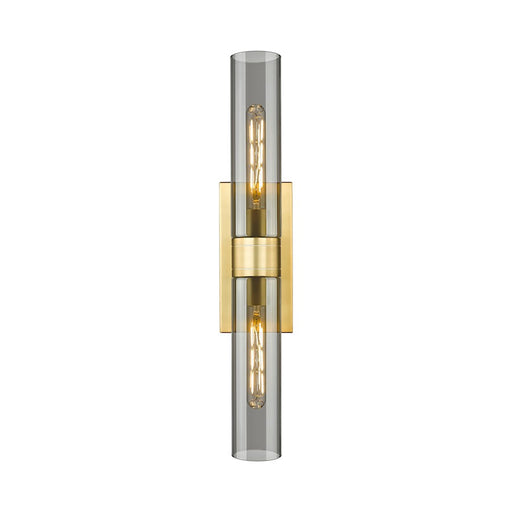 Innovations Ballston Urban 24in 2-Light Vanity Light | Art Deco Satin Gold Steel and Plated Smoke Glass | Bathroom & Powder | Model 617-2W-SG-G617-11SM