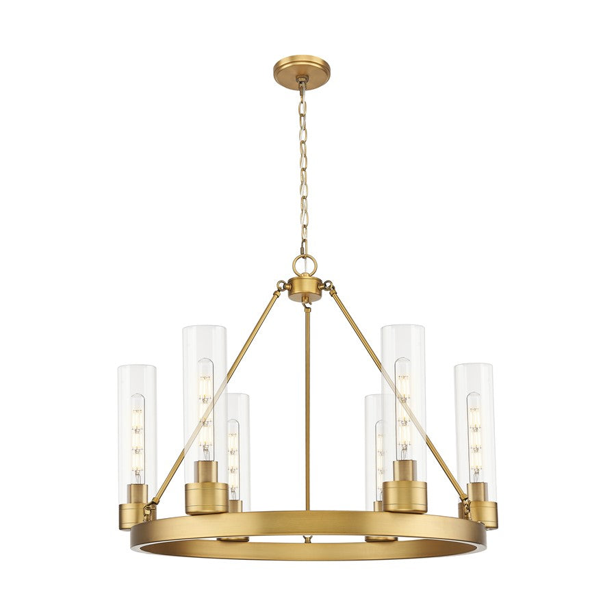 Innovations Boreas 6Lt 29" Chandelier 11" Shade, BB/Clear - 617-6CR-BB-G617-11CL