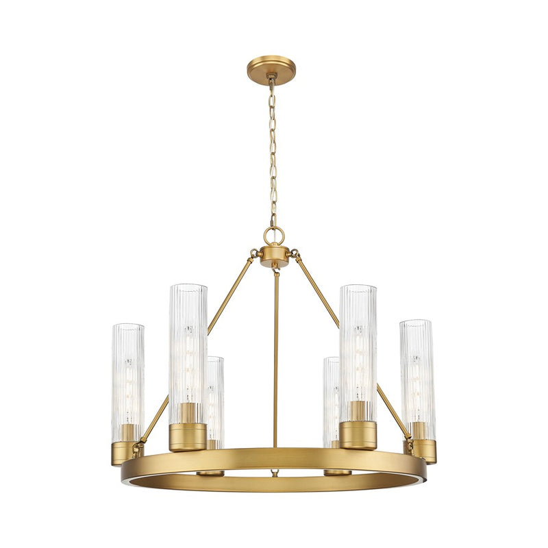 Innovations Boreas 6Lt 29" Chandelier 11" Shade, BB/STCL - 617-6CR-BB-G617-11SCL