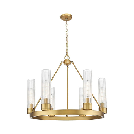 Innovations Boreas 6Lt 29" Chandelier 11" Shade, BB/STCL - 617-6CR-BB-G617-11SCL