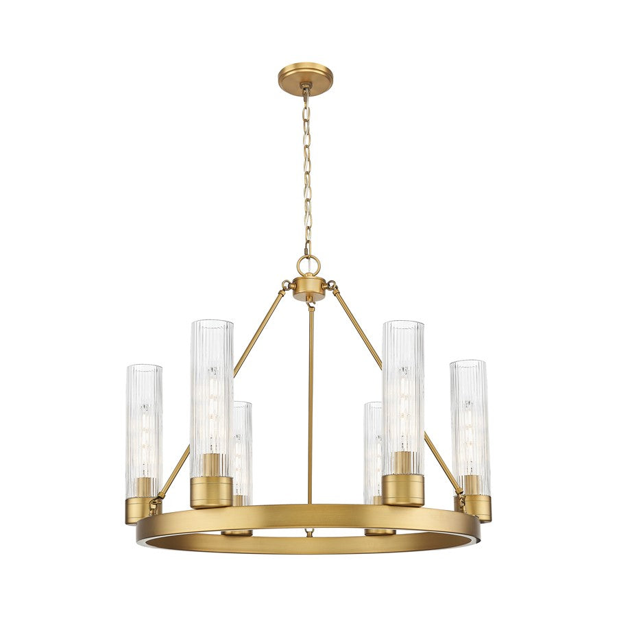 Innovations Boreas 6Lt 29" Chandelier 11" Shade, BB/STCL - 617-6CR-BB-G617-11SCL
