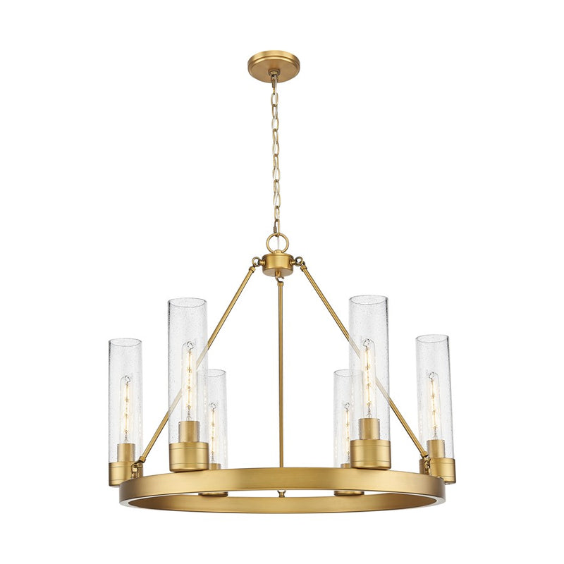 Innovations Boreas 6Lt 29" Chandelier 11" Shade, BB/Seed - 617-6CR-BB-G617-11SDY