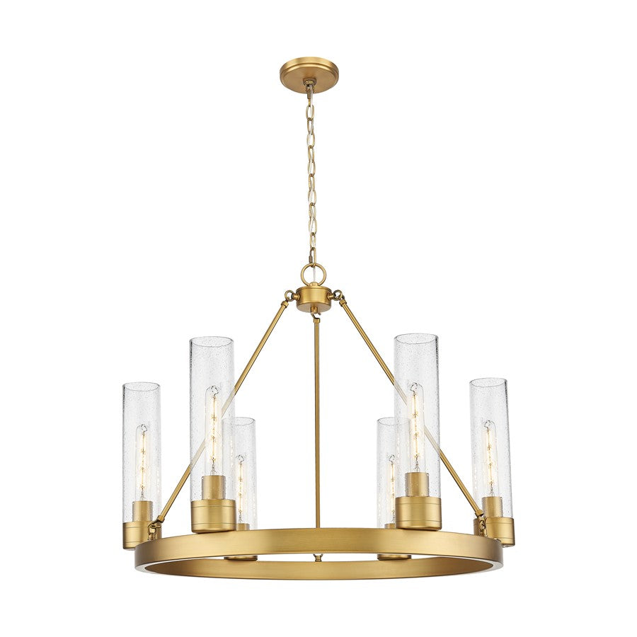 Innovations Boreas 6Lt 29" Chandelier 11" Shade, BB/Seed - 617-6CR-BB-G617-11SDY