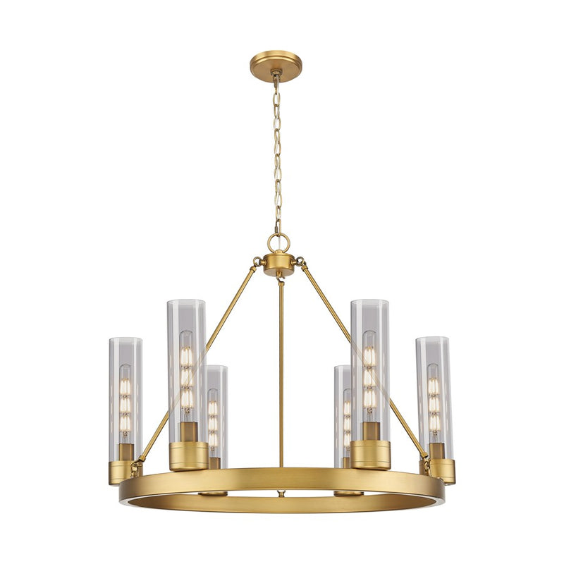 Innovations Boreas 6Lt 29" Chandelier 11" Shade, BB/Smoke - 617-6CR-BB-G617-11SM