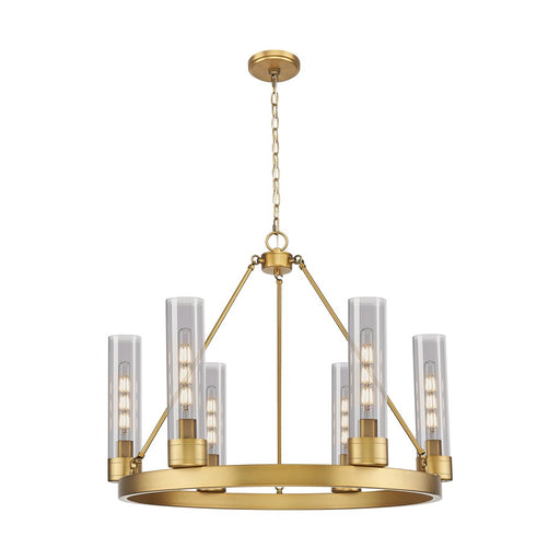 Innovations Boreas 6Lt 29" Chandelier 11" Shade, BB/Smoke - 617-6CR-BB-G617-11SM