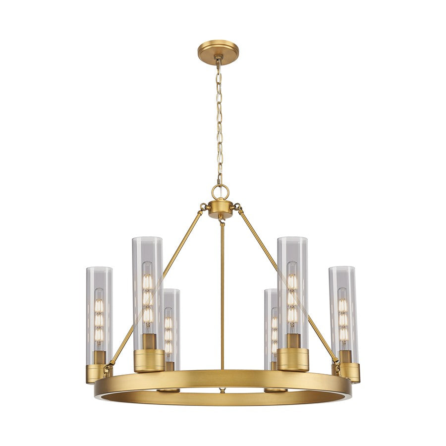 Innovations Boreas 6Lt 29" Chandelier 11" Shade, BB/Smoke - 617-6CR-BB-G617-11SM